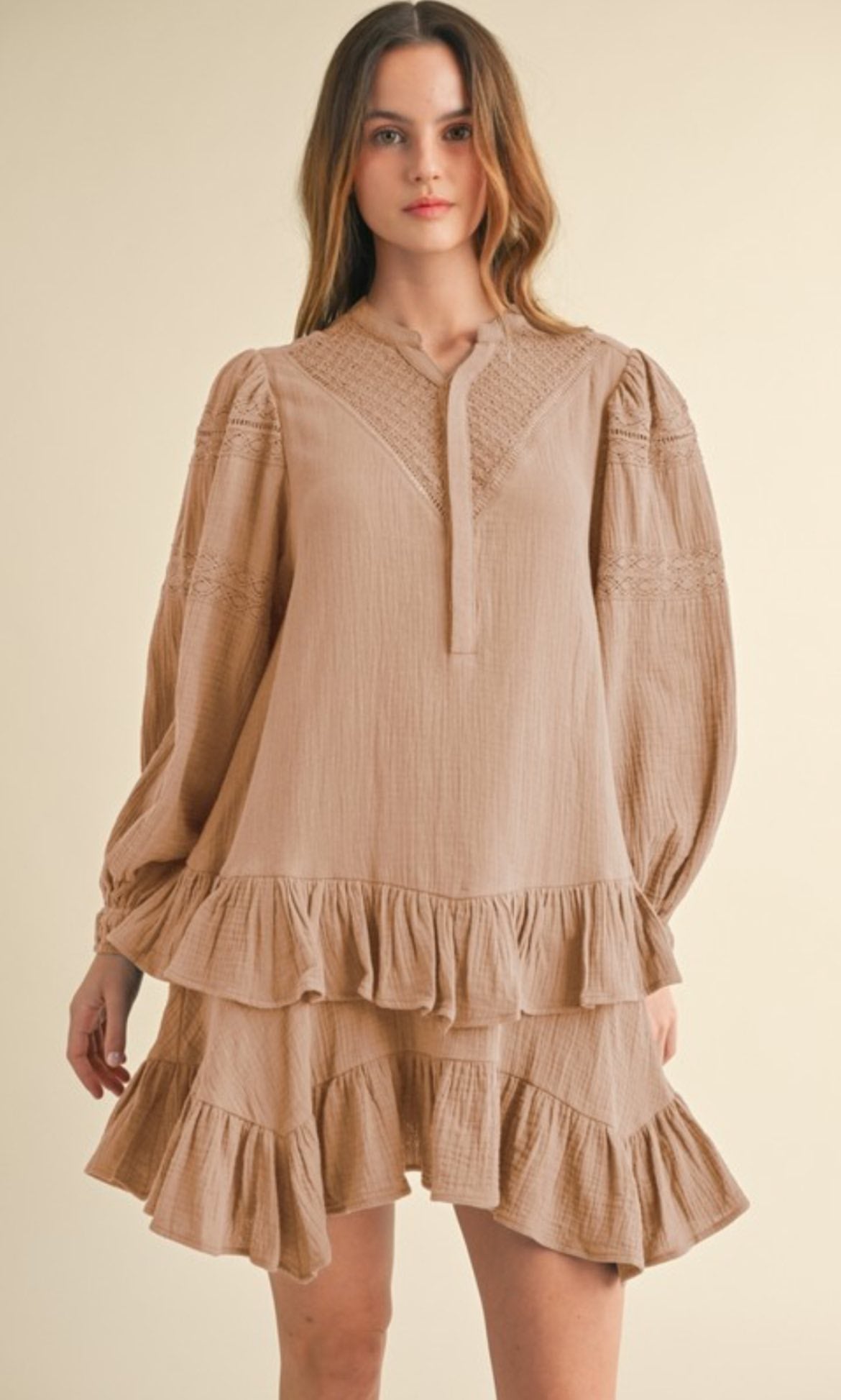 Apricot Ruffle Dress